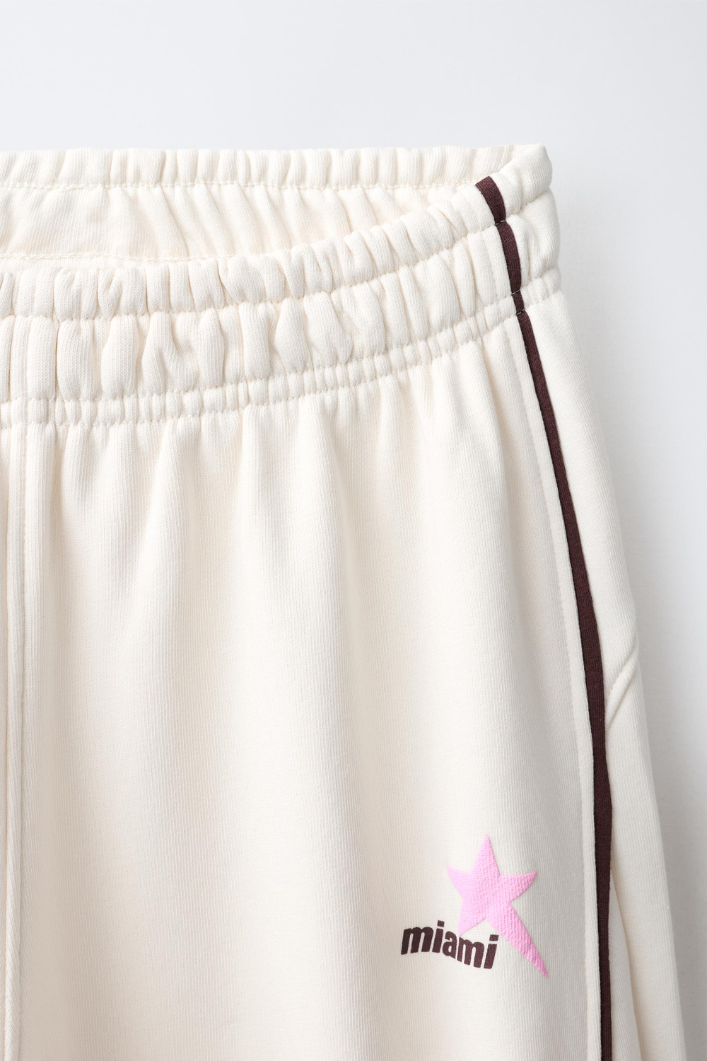 ZARA БРЮКИ WIDE LEG С КОНТРАСТНОЙ ОТДЕЛКОЙ, ЭКРЮ