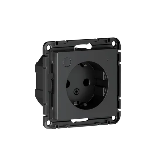 Розетка с заземлением и защитными шторками Systeme Electric AtlasDesign Smart Карбон ATN001045Z