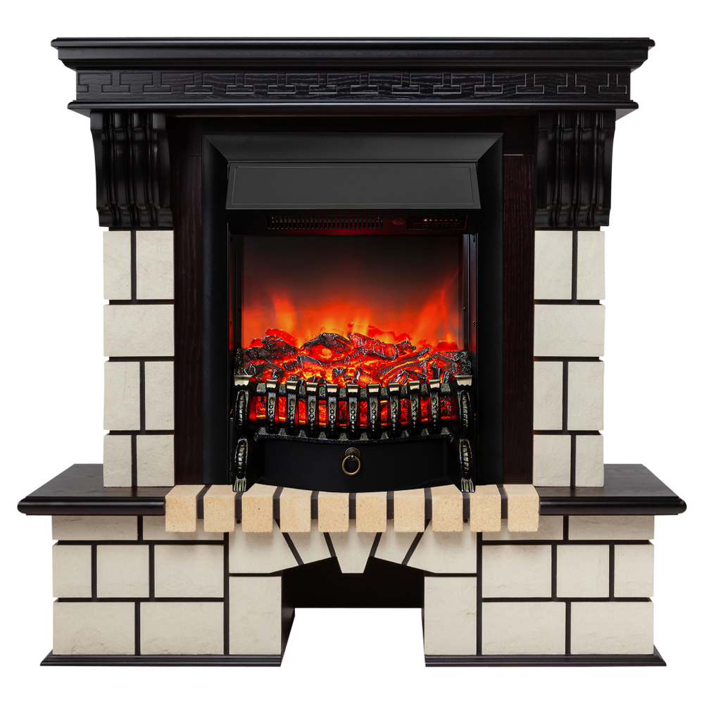 Каминокомплект Real Flame Stone STD AO с очагом Fobos Lux Black RC