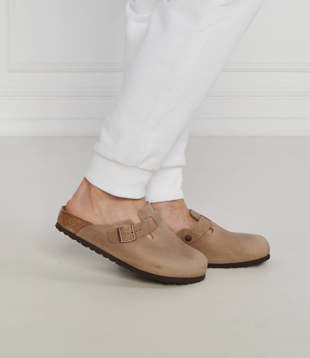 Шлепанцы кожаные boston Birkenstock - коричневый(960811)