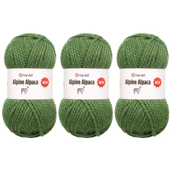 Пряжа YarnArt (ЯрнАрт) Alpine Alpaca New / уп.3 мот по 150 г, 120 м, 1449 зеленый