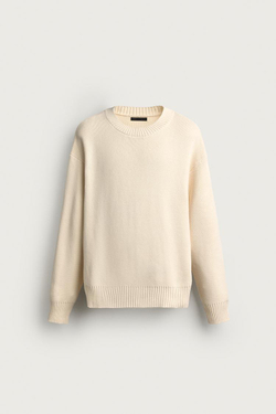ZARA СВИТЕР RELAXED FIT ИЗ 100% ХЛОПКА, ЭКРЮ