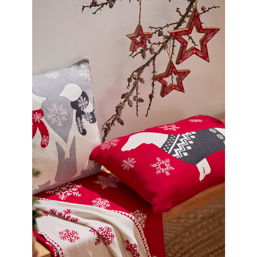 Подушка вязаная с новогодним рисунком 40х60см Tkano New Year Essential Fancy doggy
