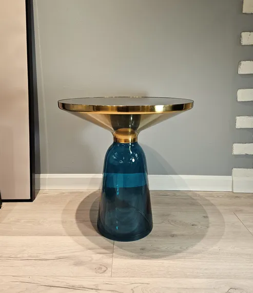 Журнальный столик Bell, Ø50х53 см, синий/золотой