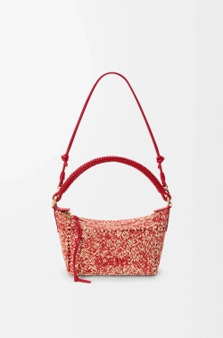Loewe Мини-сумка Cala из телячьей кожи и рафии, красный