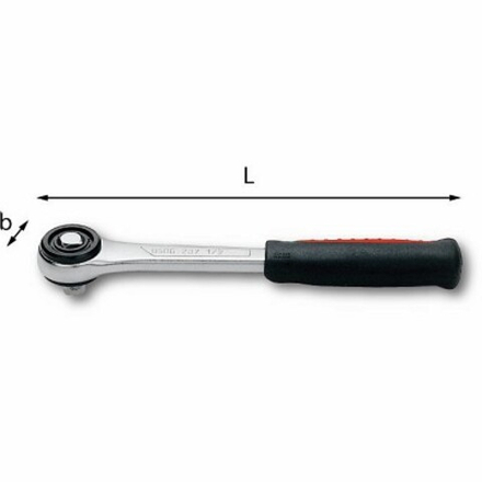 237 D 1/2  Трещотка со скользящим квадратом 1/2", 30 зуба, длина 260 мм, USAG (Италия)