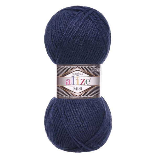 Пряжа Alize (Ализе) Superlana Midi / уп.5 мот. по 100 г, 170м, 058 темно-синий A