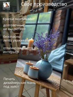 Картина Лаванда и свечи на стену 30х40см 1шт.