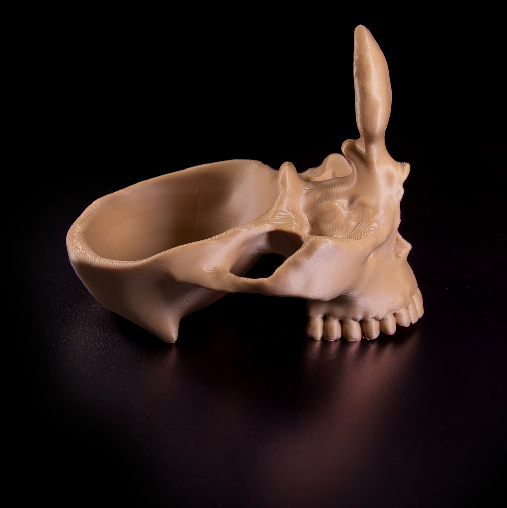 Подставка-череп для очков и мелочей в прихожую, 3D печать, светло-коричневый