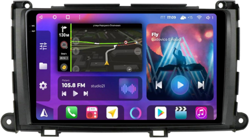 Магнитола для Toyota Sienna 3 2010-2014 - FarCar BM3006M-2K монитор 9.5" 2K QLED на Android 14, Быстрая, CarPlay, 4G SIM-слот