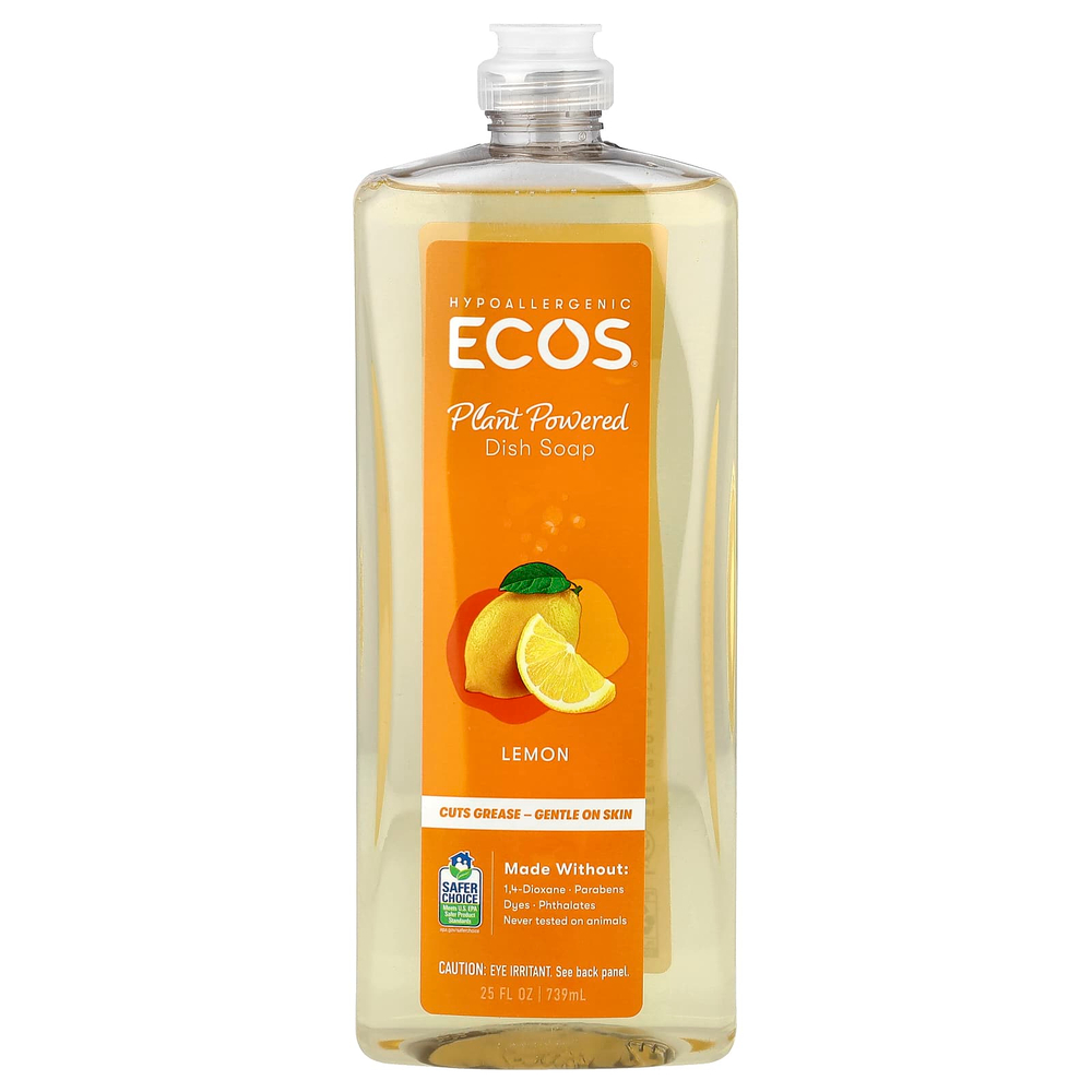 Earth Friendly Products, ECOS®, средство для мытья посуды на растительной основе, лимон, 739 мл (25 жидк. унций)