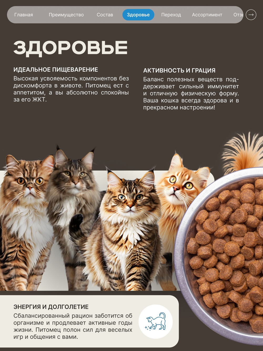 Корм сухой для взрослых кошек породы Сибирская кошка, с лососем, 400 гр, QUATTRO