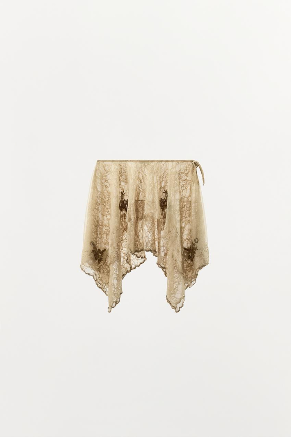 ZARA АСИММЕТРИЧНАЯ ЮБКА ИЗ ТЮЛЯ С ПАЙЕТКАМИ, ЗОЛОТОЙ