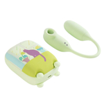 Зеленое виброяйцо + вакуумный стимулятор в кейсе BeYourLover Magic Suitcase Cat App Controlled Suction & Vibrating Egg with Charging Case Green