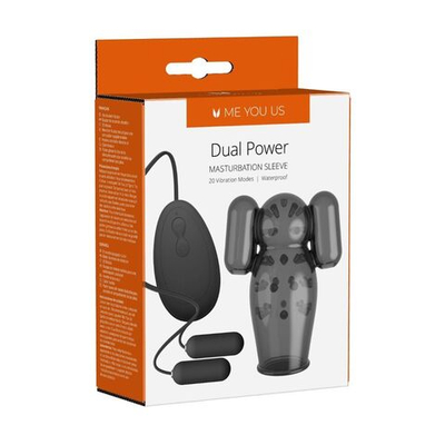 Черная вибронасадка для мастурбации Dual Power Masturbation Sleeve (Цвет: черный)