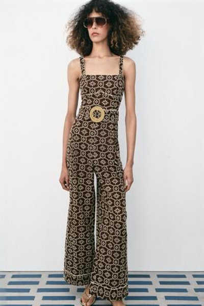 КОМБИНЕЗОН С ПЕРФОРАЦИЕЙ И ПОЯСОМ — ZARA