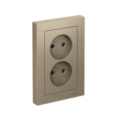 Розетка двойная без заземления со шторками Systeme Electric AtlasDesign Шампань ATN000522