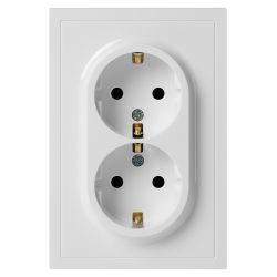 Розетка ЭРА Galaxy 15-2104-01 с заземлением двойная 2X2P+E Schuko 16А-250В IP20 белый | Эра Galaxy