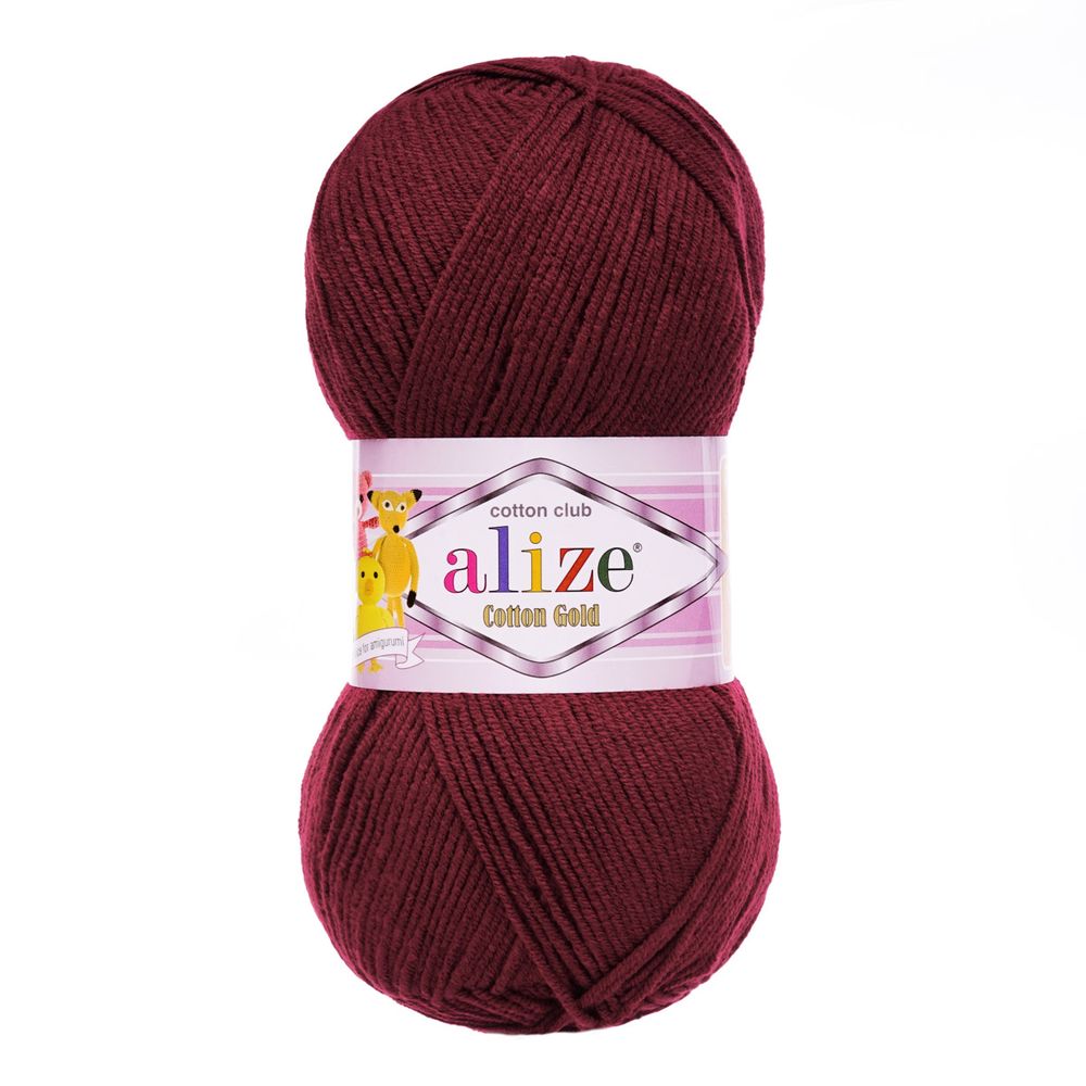 Пряжа Alize (Ализе) Cotton Gold / уп.5 мот. по 100 г, 330м, 057 бордо A