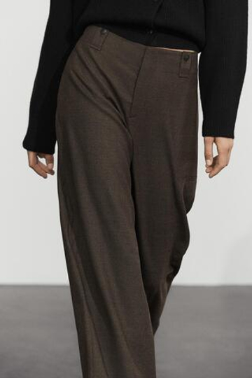 Massimo Dutti Тканевые брюки карго из фланели, кротово-коричневый