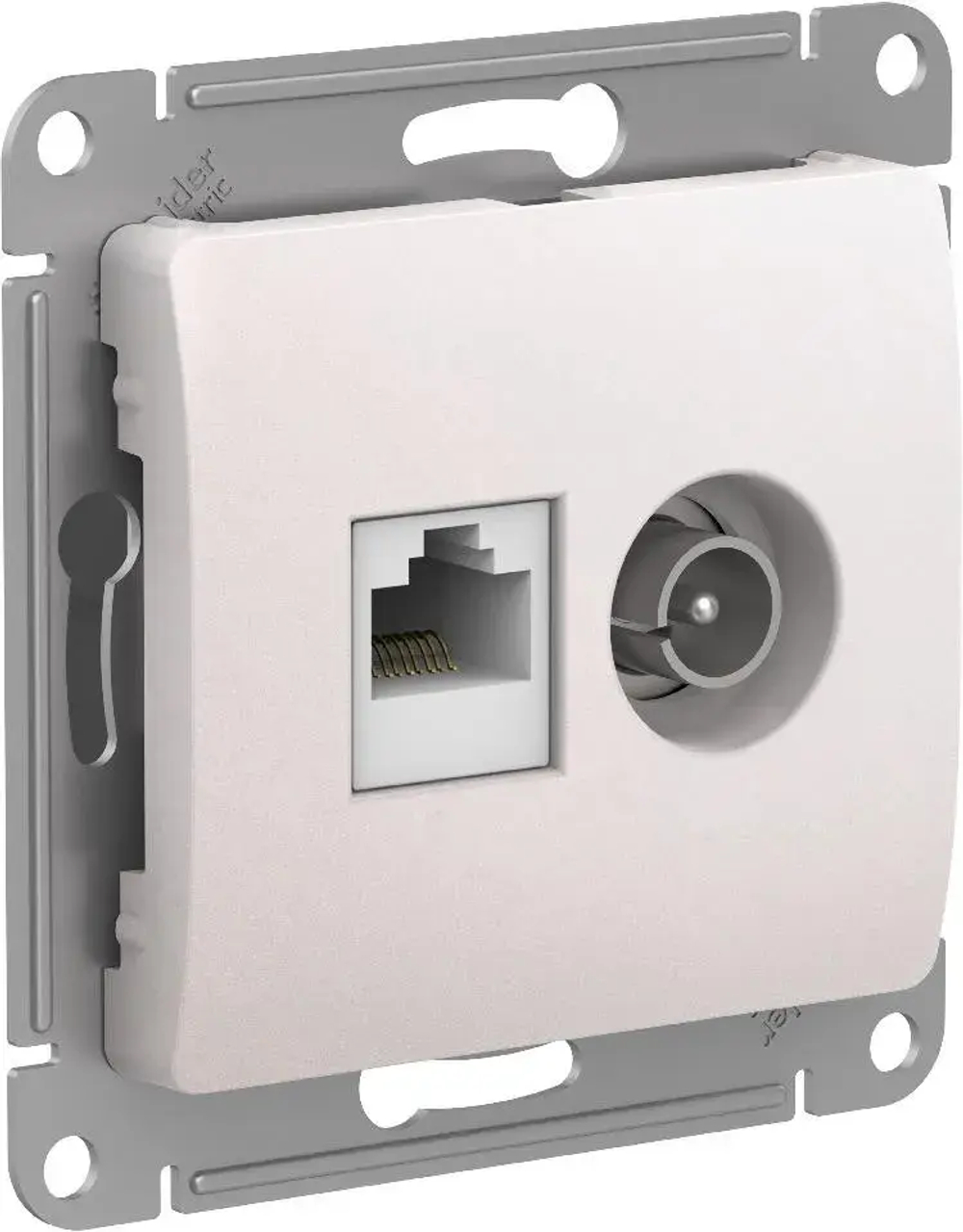 GLOSSA РОЗЕТКА двойная ТВ + компьютерная RJ45 кат. 5e, механизм, ПЕРЛАМУТР