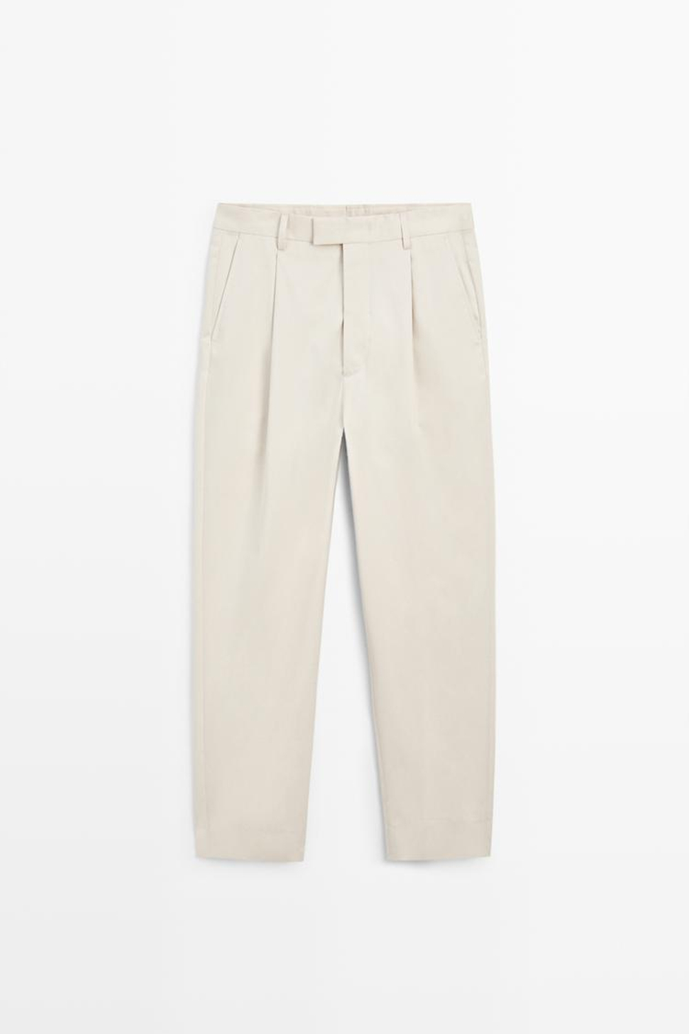 Massimo Dutti Брюки из 100% хлопка с защипами, бежевый