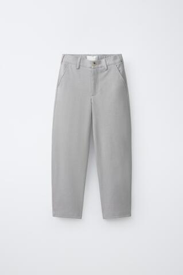 ZARA БРЮКИ RELAXED FIT COMFORT, ЖЕМЧУЖНО-СЕРЫЙ