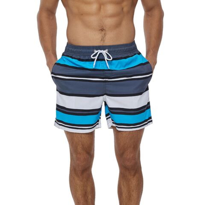 Мужские разноцветные шорты в полоску для пляжного отдыха (Размер: L) (Цвет: разноцветный)
