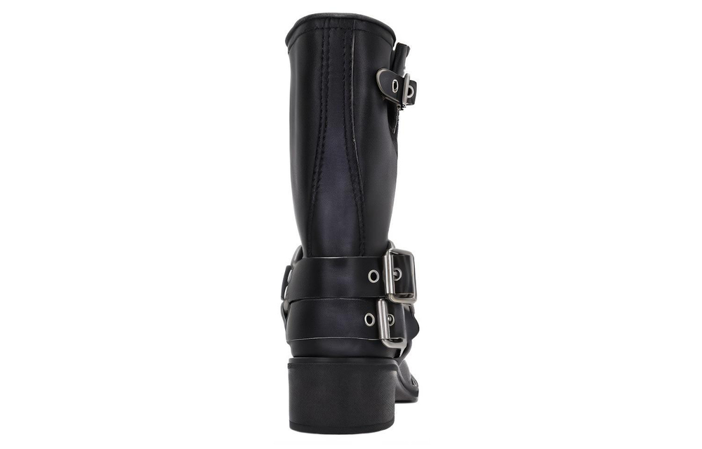 MIU MIU Ankle Boots Mid Low Heel Women"s Black