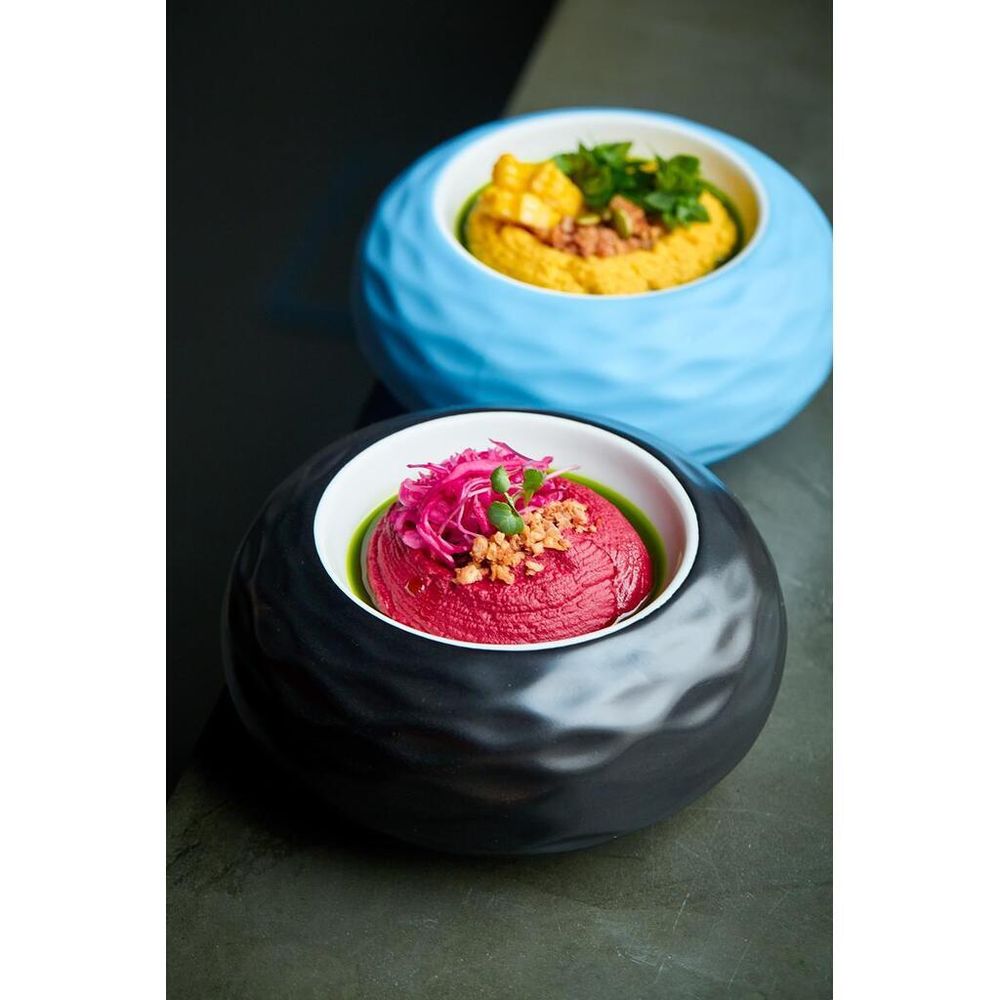 Блюдо круглое d 22,5 см h11,5 см 500 мл для подачи бело-голубое "Shine" P.L. Proff Cuisine [1]