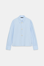 РУБАШКА ИЗ ПОПЛИНА С ЖЕМЧУЖНЫМИ ЦВЕТАМИ — ZARA