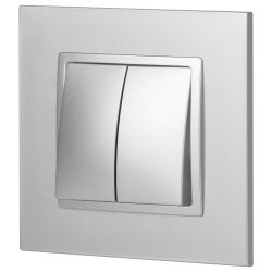 Выключатель ЭРА Elegance 14-1104-03 двойной 10АХ-250В IP20 алюминий | Эра Elegance
