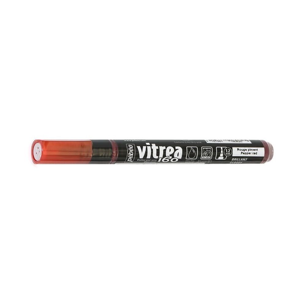 Маркер по стеклу Vitrea 160 глянцевый 1.2 мм, перо круглое, 6 шт, 118082 красный перец, Pebeo
