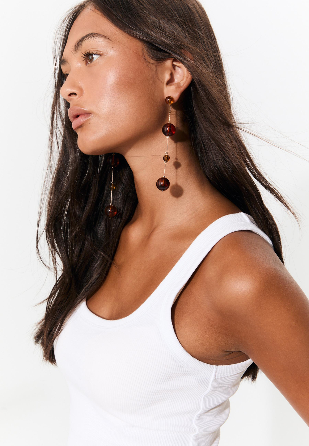 STRADIVARIUS Серьги-подвески в форме шара, горчичный