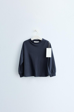 ZARA TIMELESS — ОДНОТОННАЯ ФУТБОЛКА С МАНЖЕТАМИ, СИНИЙ