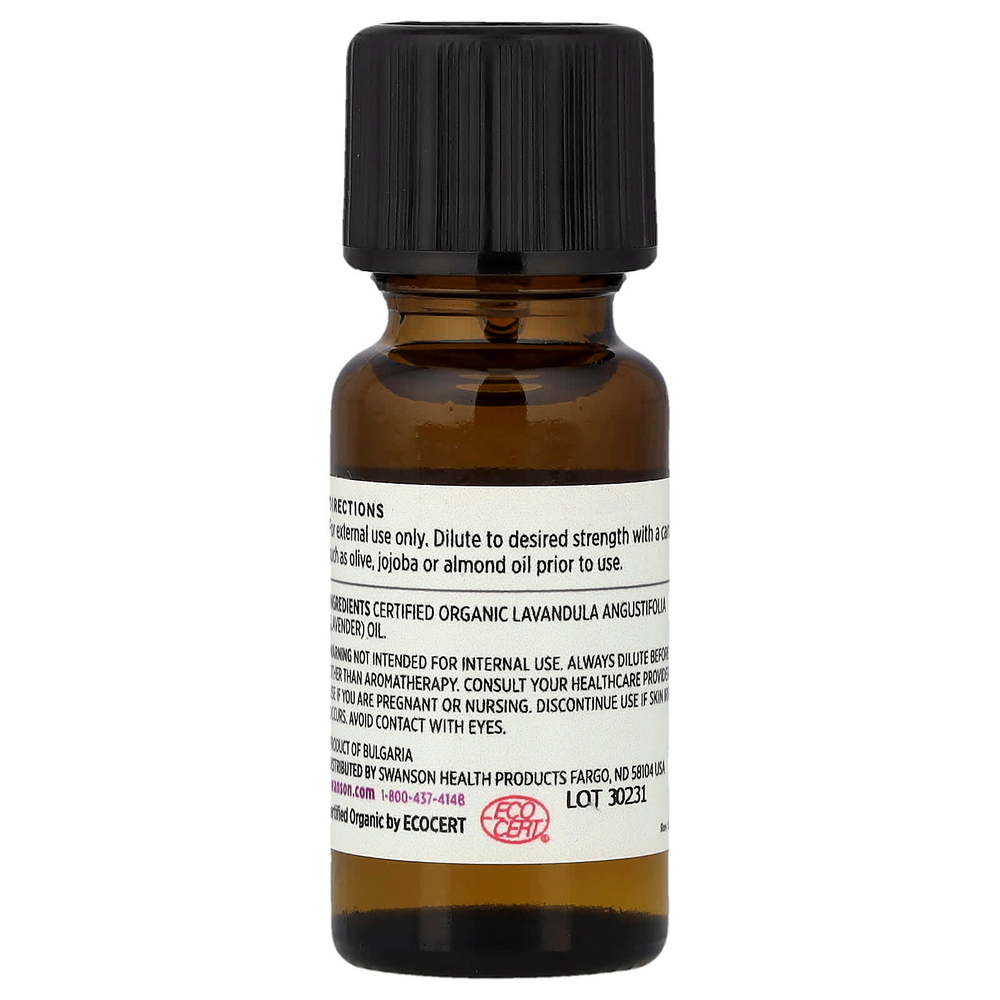 Swanson Vitamins, Сертифицированное органическое эфирное масло лаванды, 15 мл (0,5 жидк. унц.)