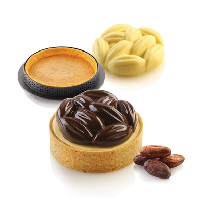 Набор силиконовых и перфорированных форм «Какао» Kit tarte ring cocoa 70 mm, 6 шт, Silikomart, Италия