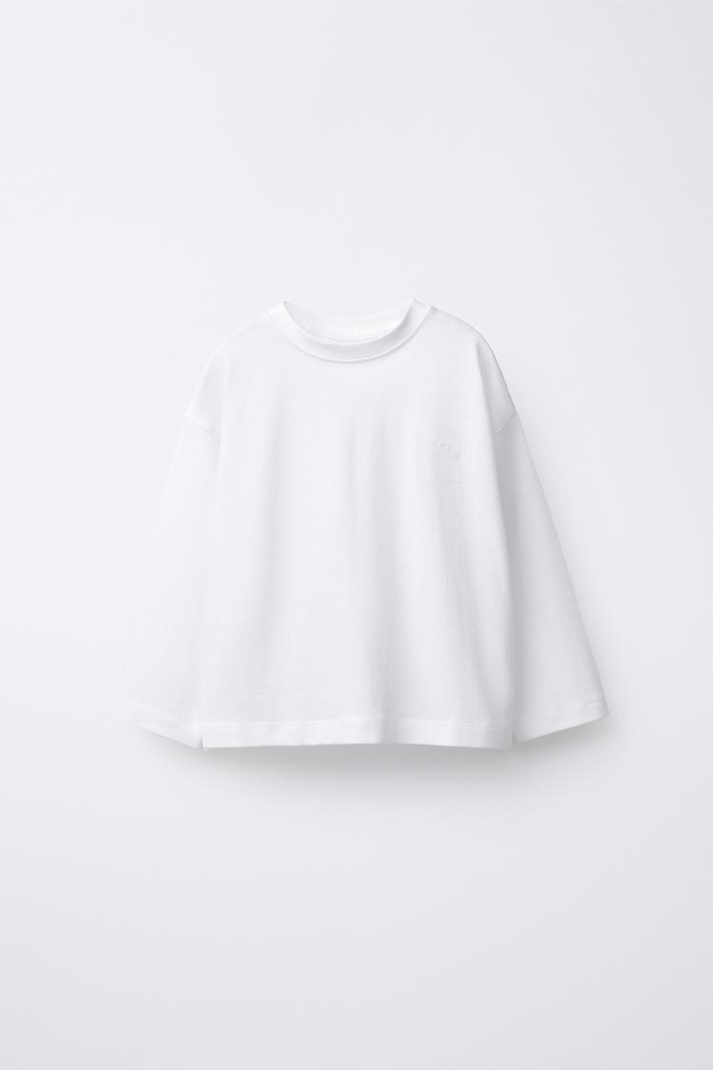 ZARA ФУТБОЛКА HEAVYWEIGHT С ВЫШИВКОЙ, БЕЛЫЙ