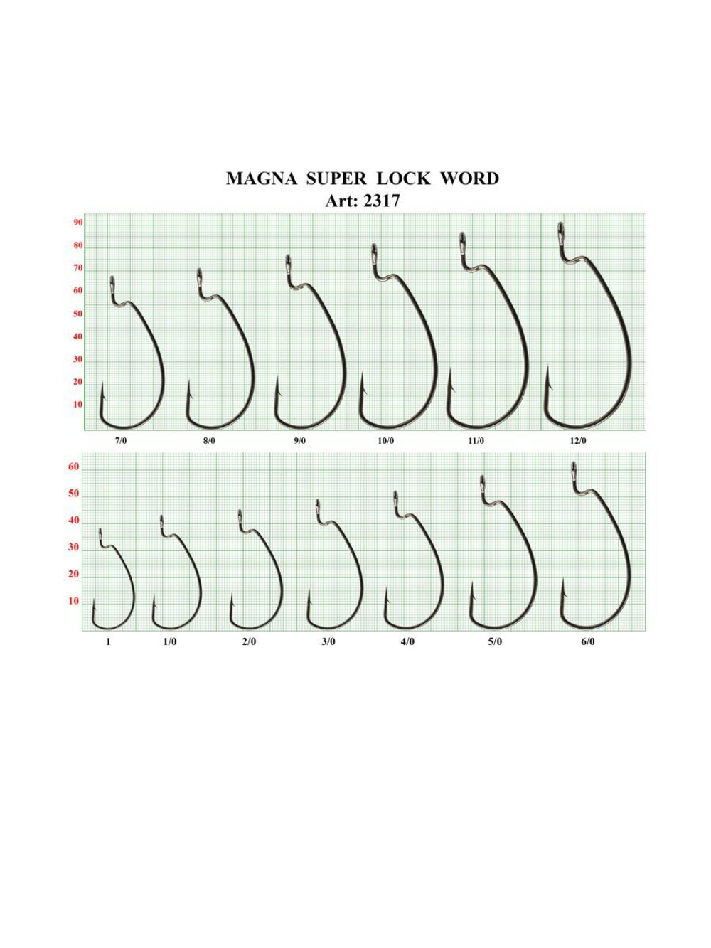 Крючок рыболовный (офсет) MAGNA SUPER LOCK WORM с бородкой и ушком 2317 №1/0