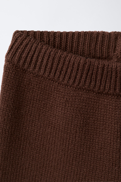 ZARA ТРИКОТАЖНЫЕ БРЮКИ-КЮЛОТЫ С ОТДЕЛКОЙ В КЛЕТКУ ВИШИ, ШОКОЛАДНЫЙ