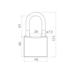 Замок навесной PK-0150 L 3 key англ.ключ.