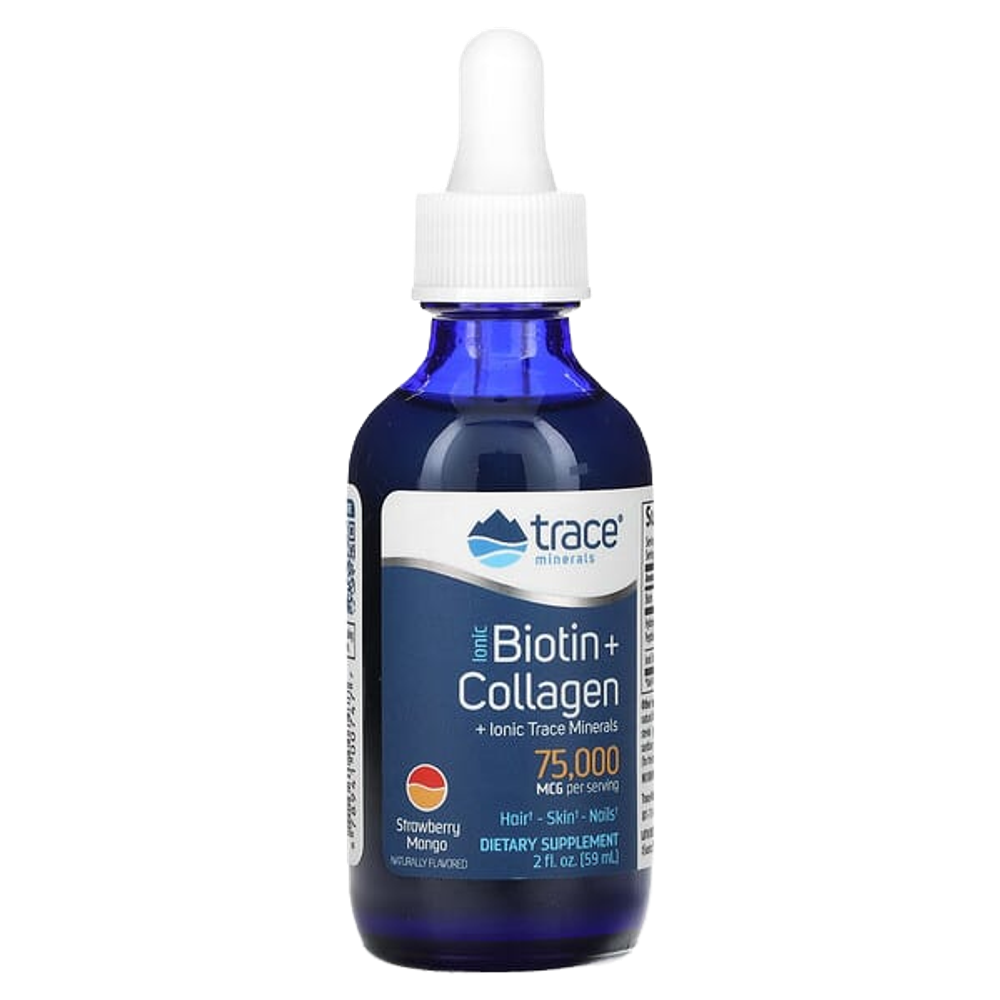 Trace Minerals Ionic Biotin + Collagen 59ml, Биотин + Коллаген