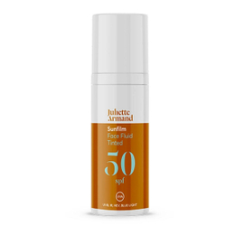 Face Fluid Tinted SPF, Тонирующий солнцезащитный флюид для лица, JULIETTE ARMAND. Обеспечивает широкий спектр защиты от солнца от UVA, UVB, инфракрасного (ИК), видимого (HEV) и синего света. Водостойкий.