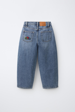 ZARA - FRUIT OF THE LOOM™ ДЖИНСЫ С ВЫШИВКОЙ, СИНИЙ