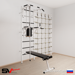 Шведская стенка Sv Sport усиленная 6860 (Турник стандарт/Брусья/Скамья/Канат/Трапеция/Канатный лаз)