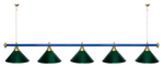 Лампа STARTBILLIARDS 5 пл. (плафоны зеленые,штанга зеленая,фурнитура золото)