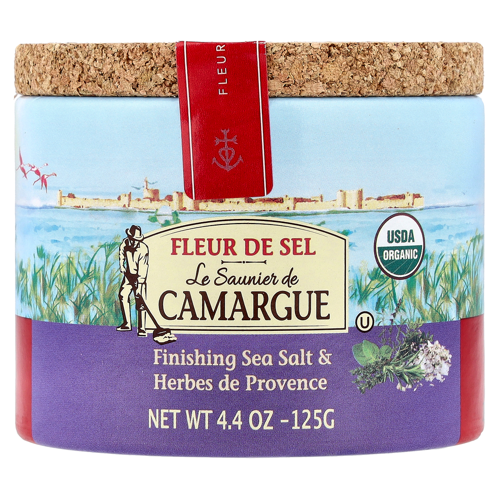Le Saunier de Camargue, Fleur de Sel, морская соль и прованские травы, 125 г (4,4 унции)