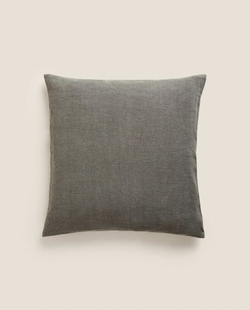 ZARA HOME ЛЬНЯНОЙ ЧЕХОЛ ДЛЯ ДЕКОРАТИВНОЙ ПОДУШКИ, ТЕМНО-СЕРЫЙ