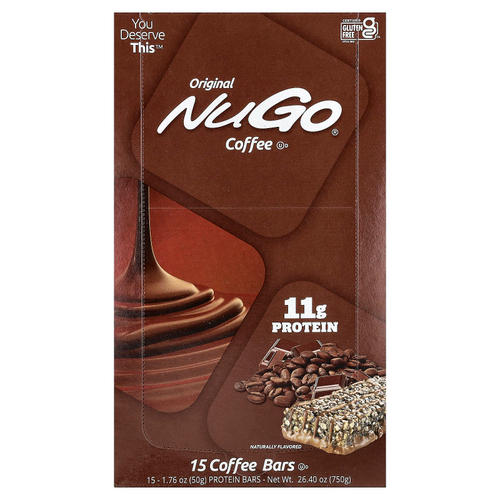 NuGo Nutrition, протеиновые батончики, кофе, 15 батончиков по 50 г (1,76 унции)
