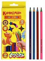 Карандаши пластиковые цветные трёхгранные 12цв. Каляка-Маляка Салют